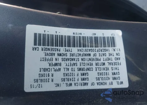 2016 Honda Accord Lx z USA, uszkodzony, nr VIN 1HGCR2F30GA091244